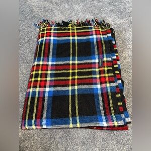Piombo Vibrant Tartan Fringe Throw Blanket Size 54X65 inches